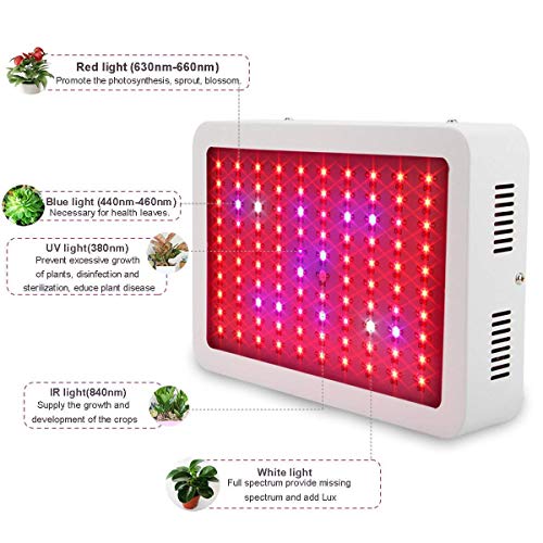 Exmate 300W LED Grow Light Planta de cultivo de Triple Triple Chips Full Spectrum con UV & IR para Indoor Medicinal Greenhouse Tienda Hydroponic Veg Flower Bloom Succulents Plantones Blanco