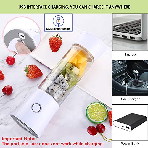 Exprimidor Eléctrico Zumo Portátil, Extractor de Jugos para Frutas y Verduras, 480mL Licuadora Taza de Juicer Pequeña USB Recargable de 4000mAh para Leche Batidos, Smoothies, Comida Bebés (Blanco) Exprimidor Eléctrico Zumo Portátil, Extractor de Jugos para Frutas y Verduras, 480mL Licuadora Taza de Juicer Pequeña USB Recargable de 4000mAh para Leche Batidos, Smoothies, Comida Bebés (Blanco)