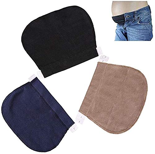 Extensores de Cintura Elástica,3 PCS Extensor de Pantalones Cintura Ajustable Extensores de Botones Amplificador de Pantalones para Vaqueros Pantalones para Embarazadas Negro Gris y Caqui