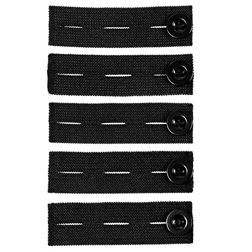 Extensores de Cintura Elástica,5 PCS Extensor de Pantalones Cintura Ajustable Extensores de Botones Amplificador de Pantalones para Vaqueros Pantalones para Embarazadas Pantalones Negros