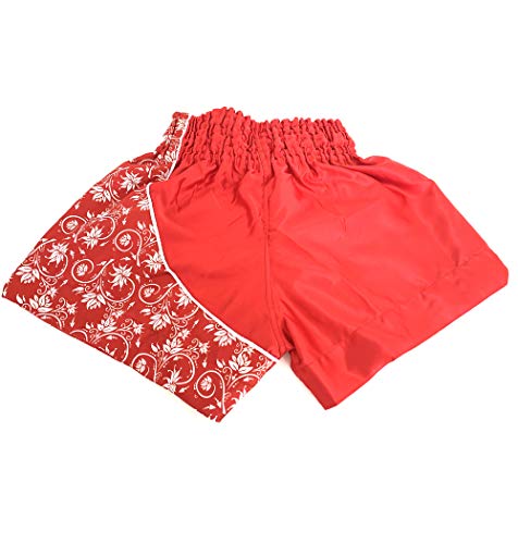 Extiff Muay Thai - Pantalones cortos de boxeo para muay Thai (MMA, Kick Boxing, artes marciales, fitness, color rojo y blanco, M)