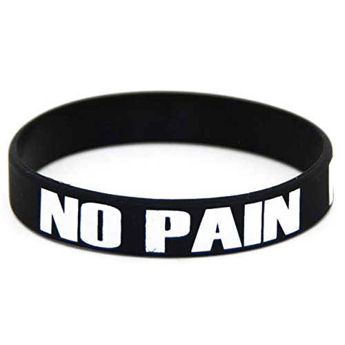 Extiff - Pulsera Negra con Marcas en Ella no Pain no Gain, en Silicona/Goma, para Hombres, Mujeres o niños; para Deporte, Fitness, Entrenamiento con Pesas, Crossfit, Workout, Gym Extiff - Pulsera Negra con Marcas en Ella no Pain no Gain, en Silicona/Goma, para Hombres, Mujeres o niños; para Deporte, Fitness, Entrenamiento con Pesas, Crossfit, Workout, Gym