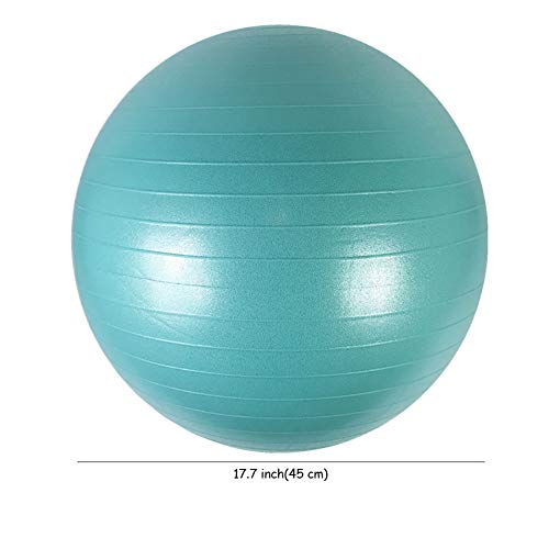 Extra Gruesa Equilibrar Bola De Ejercicio Con 2 Bandas De Resistencia,Fitball Estabilizador Silla De Pelota De Yoga(Azul),Diseño Anti Burst Fitness Pelota De Pilates,Bomba Rápida I-Azul Diámetro 17.7