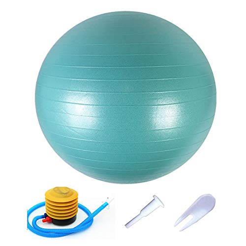 Extra Gruesa Equilibrar Bola De Ejercicio Con 2 Bandas De Resistencia,Fitball Estabilizador Silla De Pelota De Yoga(Azul),Diseño Anti Burst Fitness Pelota De Pilates,Bomba Rápida I-Azul Diámetro 17.7