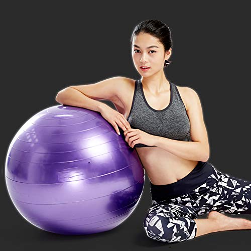 Extra Gruesa Equilibrar Bola De Ejercicio Para El Fitness,Fitball Anti Explosión Silla De Pelota De Yoga Con Bomba Rápida,Núcleo Entrenamiento Estabilizador Balance Ball Para Cas-Púrpura Diámetro 29