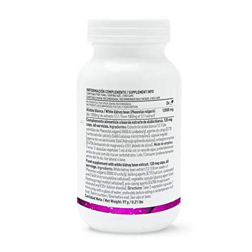 Extracto de Alubia Blanca de HSN | 500 mg, Bloqueador de Carbohidratos, Adelgaza de forma rápida y efectiva, Carb blocker | Veganos, Sin Gluten, Sin Lactosa, 120 Cápsulas Vegetales