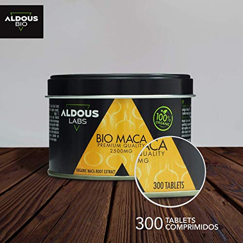 Extracto de Pura Maca Andina Ecológica Premium para 9 meses | 300 comprimidos de 2500mg | Altamente concentrada 10:1 | Aumenta Energía y Vitalidad | Libre de plástico | Certificación Ecológica Oficial