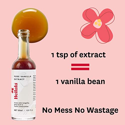 Extracto de Vainilla Heilala Pura – Seleccionados a mano, de origen ético, Libre de Azúcar, Sin Sabores de Imitación, 50ml (Pure Vanilla Extract)