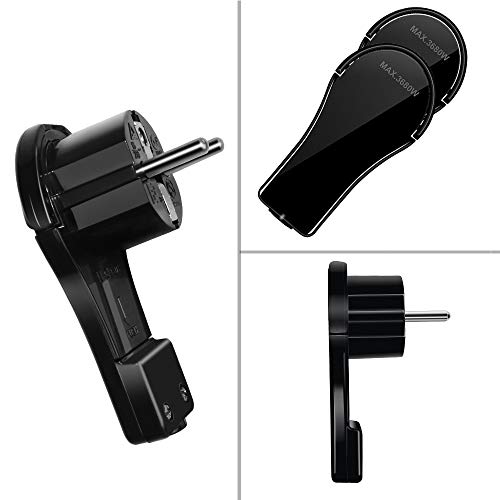 ExtraStar Enchufe en ángulo plano con protección de contacto, extraplano de 8 mm, con mango plegable y protección contra torceduras, 250 V, 16 A (Negro) ExtraStar Enchufe en ángulo plano con protección de contacto, extraplano de 8 mm, con mango plegable y protección contra torceduras, 250 V, 16 A (Negro)