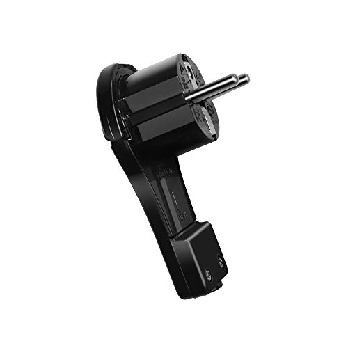 ExtraStar Enchufe en ángulo plano con protección de contacto, extraplano de 8 mm, con mango plegable y protección contra torceduras, 250 V, 16 A (Negro) ExtraStar Enchufe en ángulo plano con protección de contacto, extraplano de 8 mm, con mango plegable y protección contra torceduras, 250 V, 16 A (Negro)