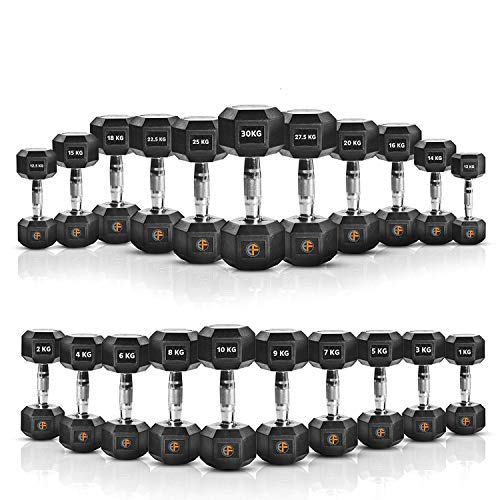 Extreme Fitness® Mancuernas hexagonales recubiertas de goma, 1 kg - 50 kg, tamaño 2 x 4KG Extreme Fitness® Mancuernas hexagonales recubiertas de goma, 1 kg - 50 kg, tamaño 2 x 4KG