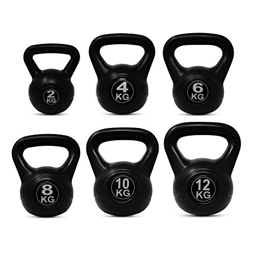 EXTREME FITNESS® - Pesa rusa de vinilo para entrenamiento en casa, gimnasio, entrenamiento, 2 – 24 kg, color negro, tamaño 12 kg EXTREME FITNESS® - Pesa rusa de vinilo para entrenamiento en casa, gimnasio, entrenamiento, 2 – 24 kg, color negro, tamaño 12 kg