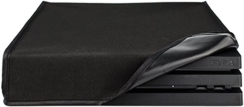 eXtremeRate Prueba de Polvo Consola PS4 Funda Cubierta Protectora Horizontal Diseño de Doble Capa Forro Corte Preciso Fácil de Acceso los Cables Guardapolvo para Consola Playstation 4 PS4 Pro(Negro)