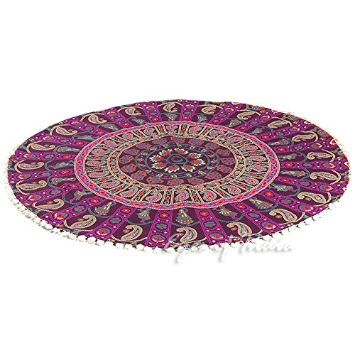 Eyes of India - 32" de Colores Redondo Suelo Meditación Cojín Asiento Manta Funda Mandala Hippie Redondo Colores Decorativos India Boho Elegante Cama para Perro Bohemio Adorno Hecho a Mano Cubierta