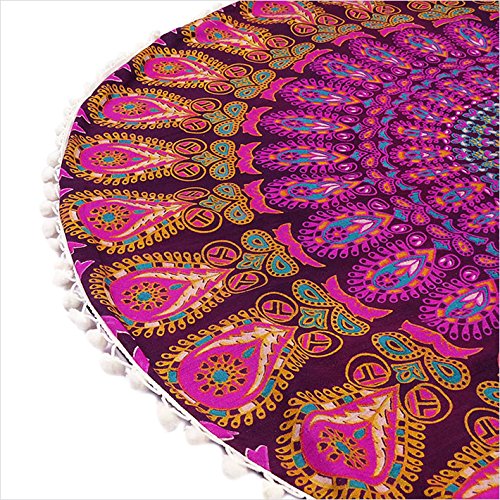 Eyes of India - 32" Mandala Suelo Meditación Cojín Asiento Almohada Manta Funda Hippie Redondo Colores Decorativos Bohemio Adorno Bohemio Elegante Cama para Perro Indio Hecho a Mano Cubierta