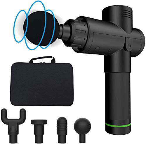 eyesen Pistola de Masaje, Masajeador de Tejido Profundo Recargable Inalámbrico Dispositivo de Masaje con Dispositivo de Masaje Portátil con Cabeza de 4 Masajes eyesen Pistola de Masaje, Masajeador de Tejido Profundo Recargable Inalámbrico Dispositivo de Masaje con Dispositivo de Masaje Portátil con Cabeza de 4 Masajes