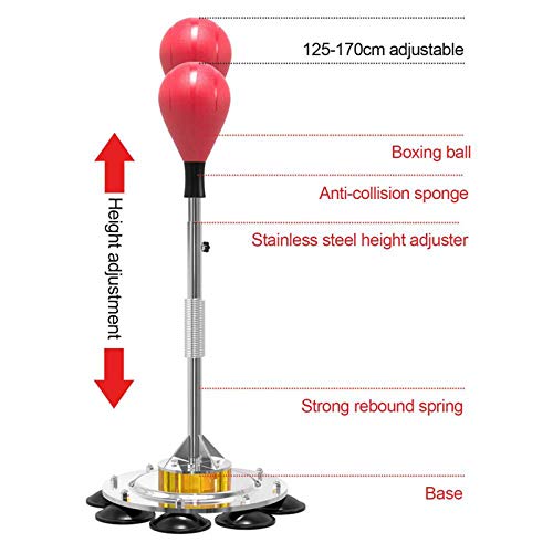 EYLIFE Punching Ball Adultos Saco de Boxeo, Saco de Arena para Boxeo con Guantes, Ajustable 125-170 cm, Rojo