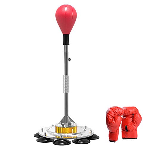 EYLIFE Punching Ball Adultos Saco de Boxeo, Saco de Arena para Boxeo con Guantes, Ajustable 125-170 cm, Rojo