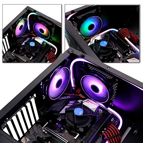 EZDIY-FAB Moonlight - Ventilador con carcasa RGB de 120 mm con 10 puertos Fan Hub X y mando a distancia, placa base Aura Sync, control de la velocidad, ventilador orientable para PC Case-3 Pack