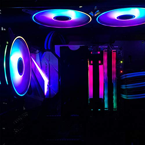 EZDIY-FAB Moonlight - Ventilador con carcasa RGB de 120 mm con 10 puertos Fan Hub X y mando a distancia, placa base Aura Sync, control de la velocidad, ventilador orientable para PC Case-3 Pack EZDIY-FAB Moonlight - Ventilador con carcasa RGB de 120 mm con 10 puertos Fan Hub X y mando a distancia, placa base Aura Sync, control de la velocidad, ventilador orientable para PC Case-3 Pack