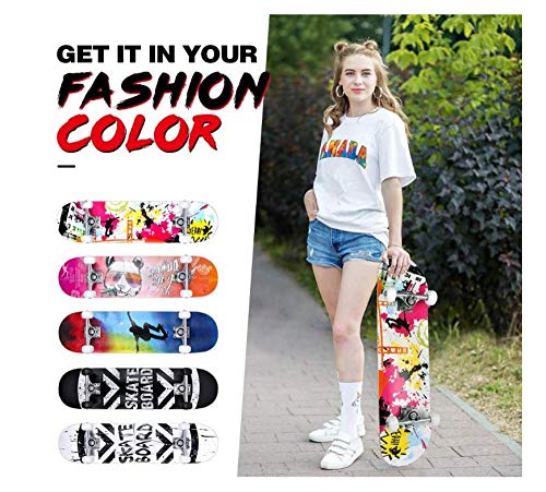 EZEZWSNBB Completo Skateboard para Principiantes 80x20 cm Tigre Animal púrpura 9 Capas Monopatín de Madera de Arce con rodamientos ABEC-7 Tabla de Skateboard para Niñas Niños Adolescentes Adultos EZEZWSNBB Completo Skateboard para Principiantes 80x20 cm Tigre Animal púrpura 9 Capas Monopatín de Madera de Arce con rodamientos ABEC-7 Tabla de Skateboard para Niñas Niños Adolescentes Adultos