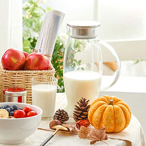 EZOWare 1.5L Jarra de Cristal para Agua, Jarra para Frigorífico con Tapa de Acero Inoxidable para Agua Helado/Caliente, Té Helado, Leche, Zumo, Bebidas EZOWare 1.5L Jarra de Cristal para Agua, Jarra para Frigorífico con Tapa de Acero Inoxidable para Agua Helado/Caliente, Té Helado, Leche, Zumo, Bebidas