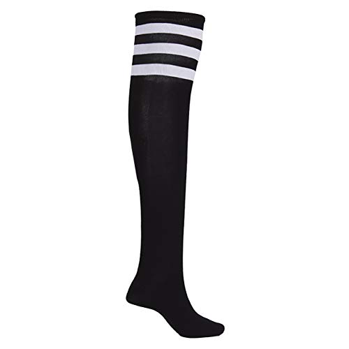 EZSTAX Medias de Rodilla para Mujer para Invierno Cálido Medias de Algodón Retro Calcetines Largos Overknee Calcetines Deportivos con Tres Rayas