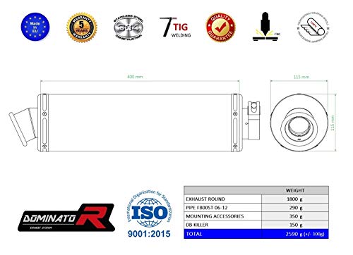 F 800 ST Escape Moto Deportivo Redondo Silenciador Dominator Exhaust Racing Slip-on 2006 2007 2008 2009 2010 2011 2012