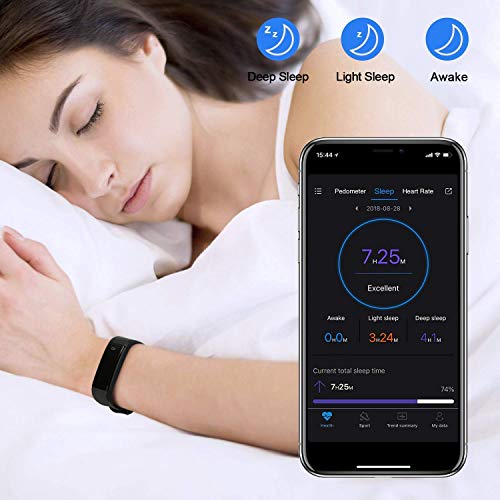 F-FISH Pulsera Actividad Inteligente Pantalla Color Reloj con Pulsómetro Impermeable Monitor de Ritmo Cardíaco Podómetro Deportiva Fitness Tracker para Mujer Hombre Niños