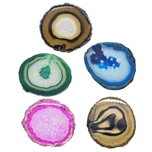 F Fityle 5 Piezas Ágatas Rebanan Posavasos de Cristal para Decoración de Hogar Rebanadas de Mesa Posavasos para Bebidas Colchonetas F Fityle 5 Piezas Ágatas Rebanan Posavasos de Cristal para Decoración de Hogar Rebanadas de Mesa Posavasos para Bebidas Colchonetas