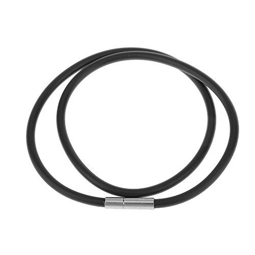F Fityle Collar de Cuerda de Caucho Negro de 3 Mm con Cierre de Acero Inoxidable Fornituras de 17-24 Pulgadas - 14 Pulgadas F Fityle Collar de Cuerda de Caucho Negro de 3 Mm con Cierre de Acero Inoxidable Fornituras de 17-24 Pulgadas - 14 Pulgadas