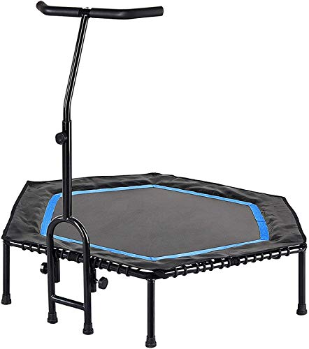 FA Sports - Pequeña cama elástica plegable FlyJump para interiores, diámetro 126 cm, negro y azul