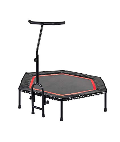 FA Sports - Pequeña cama elástica plegable FlyJump para interiores, diámetro 126 cm, negro y rojo