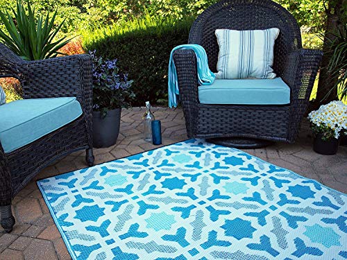 FAB HAB Seville - Multicolor - Azul Alfombra/tapete para Interiores y Exteriores (240 cm x 300 cm)