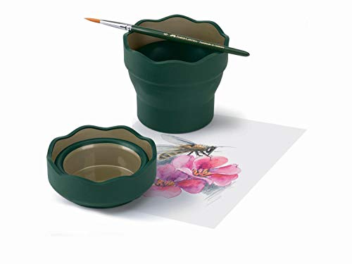 Faber-Castell - Vaso para el agua Clic & Go plegable fácil de guardar, color verde y oro