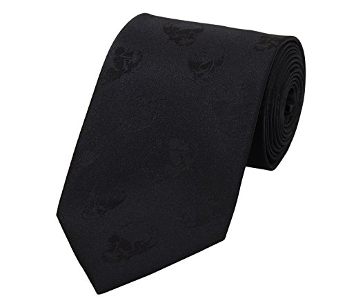 Fabio Farini - Atractivas y elegantes corbatas, pajaritas y pañuelos para el código de vestimenta negra patrón de cráneo negro 8cm Fabio Farini - Atractivas y elegantes corbatas, pajaritas y pañuelos para el código de vestimenta negra patrón de cráneo negro 8cm