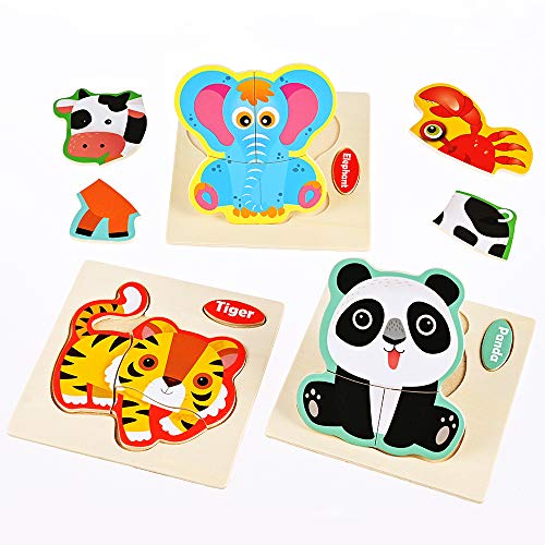 Fabu 16pz Puzzles de Madera Juguetes para Bebes, Habilidad Motora Fina Juego Educativos Rompecabezas Juegos Educativo Preescolar de Aprendizaje Temprano para Niños