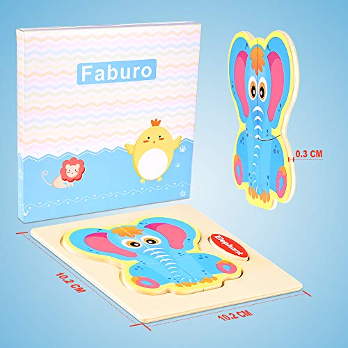 Fabu 16pz Puzzles de Madera Juguetes para Bebes, Habilidad Motora Fina Juego Educativos Rompecabezas Juegos Educativo Preescolar de Aprendizaje Temprano para Niños