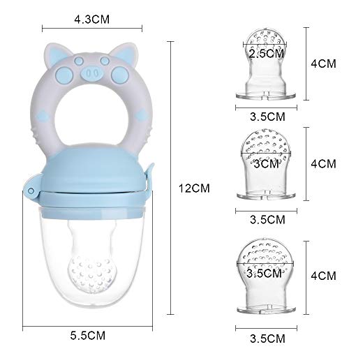 Faburo 2pcs Chupete Fruta Bebe + 9pcs Tetinas de Silicona(3 * 3), Innovador Chupete de Frutas Juguete para la Dentición del Chupete Infantil para la Dentición de Frutas