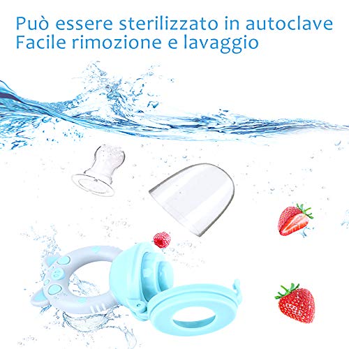 Faburo 2pcs Chupete Fruta Bebe + 9pcs Tetinas de Silicona(3 * 3), Innovador Chupete de Frutas Juguete para la Dentición del Chupete Infantil para la Dentición de Frutas