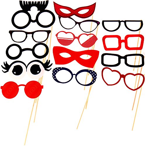 Faburo 58Pcs Photo Booth Atrezzo Favorecer Incluyendo Bigotes Gafas Pelo Sombreros Labios etc para el Partido, Boda, Cumplea?os y de la Graduación