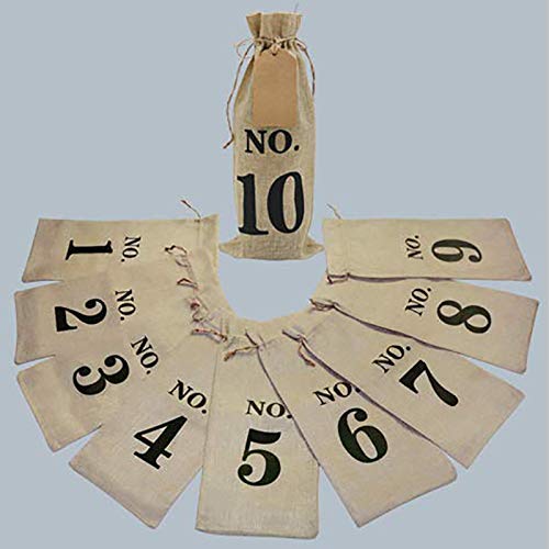Facibom 10 bolsas de vino de arpillera con etiquetas para cata de vinos ciegos, numeradas de tela de arpillera, bolsas de regalo para Navidad, bodas, fiestas, decoración Facibom 10 bolsas de vino de arpillera con etiquetas para cata de vinos ciegos, numeradas de tela de arpillera, bolsas de regalo para Navidad, bodas, fiestas, decoración