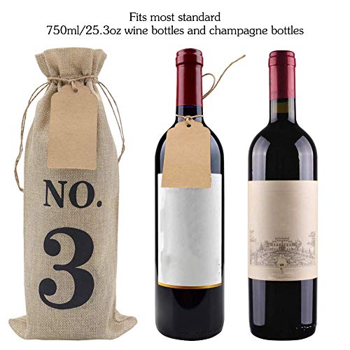 Facibom 10 bolsas de vino de arpillera con etiquetas para cata de vinos ciegos, numeradas de tela de arpillera, bolsas de regalo para Navidad, bodas, fiestas, decoración