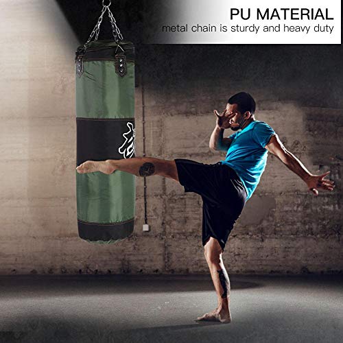 Fafeims Saco de Boxeo Pesado vacío MMA Boxeo Kickboxing Entrenamiento Entrenamiento Bolsa de Arena con Cadena de Montaje(1m-Verde)