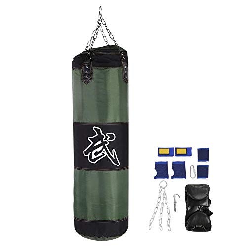 Fafeims Saco de Boxeo Pesado vacío MMA Boxeo Kickboxing Entrenamiento Entrenamiento Bolsa de Arena con Cadena de Montaje(1m-Verde)