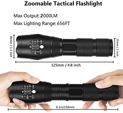 FAGORY Linterna LED Alta Potencia - Mini Potentes 2000 Lúmenes Antorcha de Mano, 5 Modos, Zoomable, para Ciclismo Camping Montañismo [2 Paquetes]