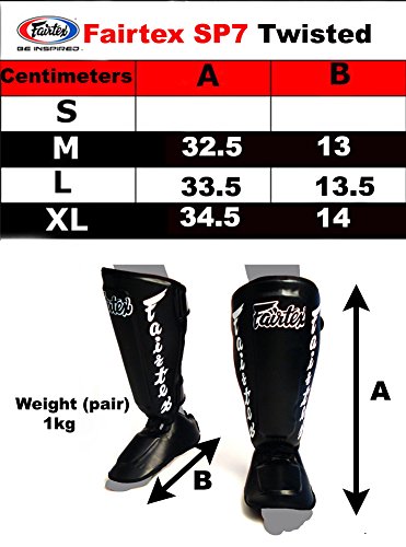 Fairtex SP7 Twister - Espinilleras desmontables para boxeo tailandés, para Muay Thai, artes marciales mixtas (negro, extragrande)