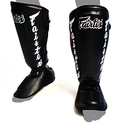 Fairtex SP7 Twister - Espinilleras desmontables para boxeo tailandés, para Muay Thai, artes marciales mixtas (negro, extragrande)