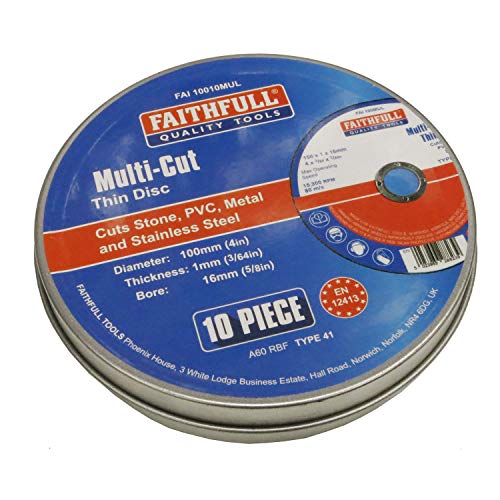 Faithfull FAI10010MUL - Disco abrasivo (tamaño: 100x1x16mm, pack de 10)
