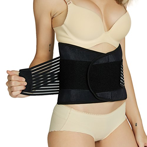 Faja lumbar de neopreno con tiras dobles de compresión - Sujeción para la parte baja de la espalda - Marca Neotech Care (Azul, M)